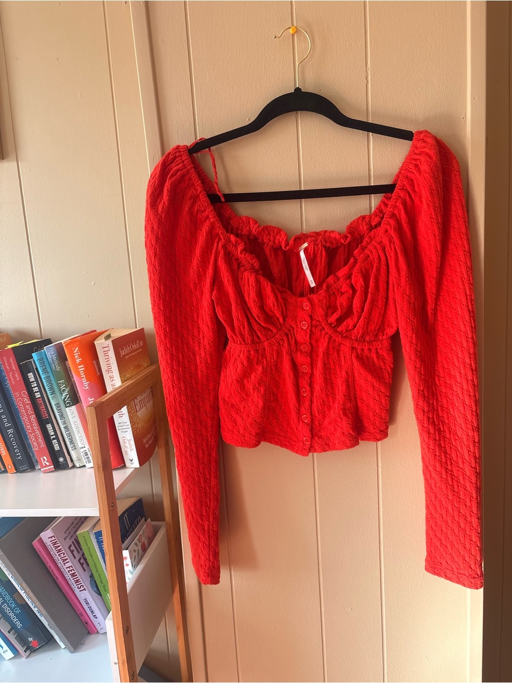 Free People Red Lace Crop Top